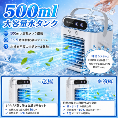 涼風クーラー Pro｜冷風機 卓上ミニエアコン 氷入れOK 静音・加湿・省エネ