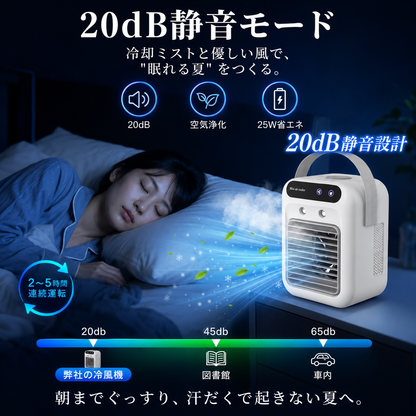 涼風クーラー Pro｜冷風機 卓上ミニエアコン 氷入れOK 静音・加湿・省エネ
