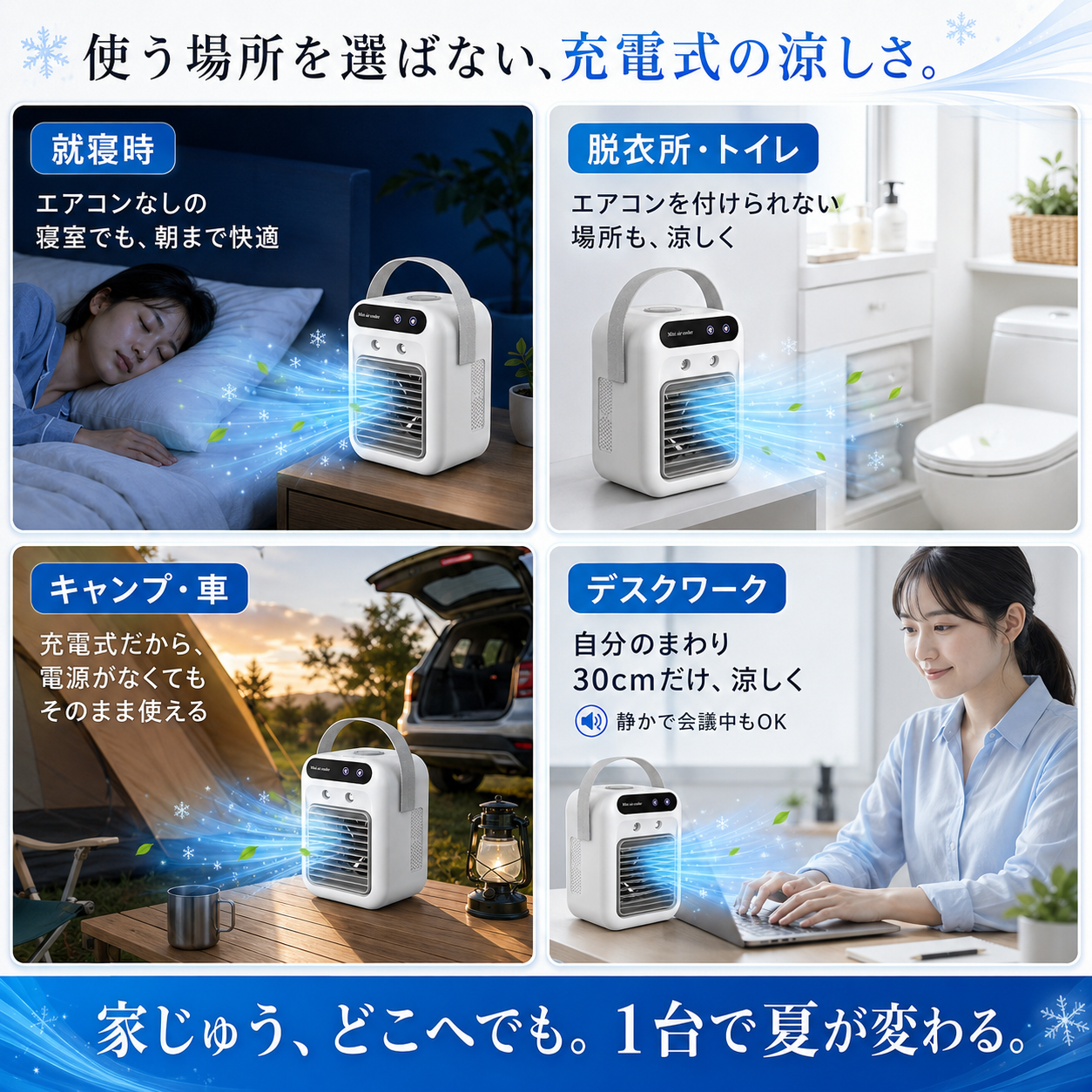 涼風クーラー Pro ｜冷風機 卓上ミニエアコン 氷入れOK 静音・加湿・省エネ