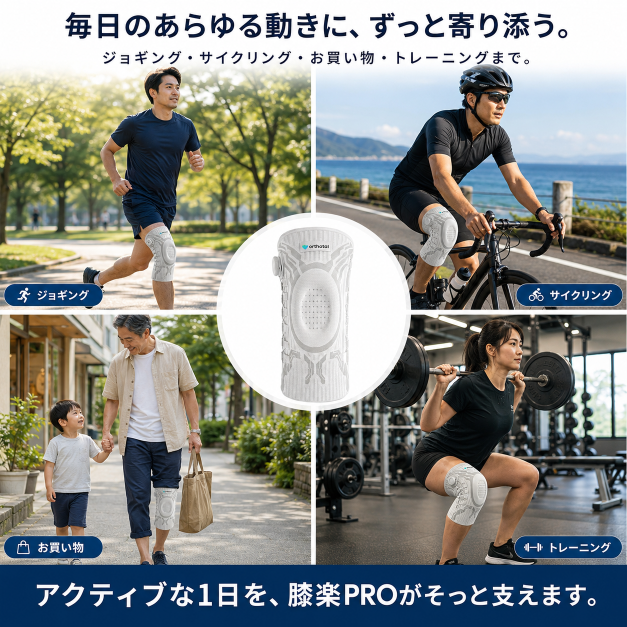 Hizaraku PRO™ 膝サポーター｜ダイヤル式 加圧調整 半月板 膝痛 階段 立ち仕事 スポーツ対応｜左右兼用 シリコン滑り止め メンズ レディース